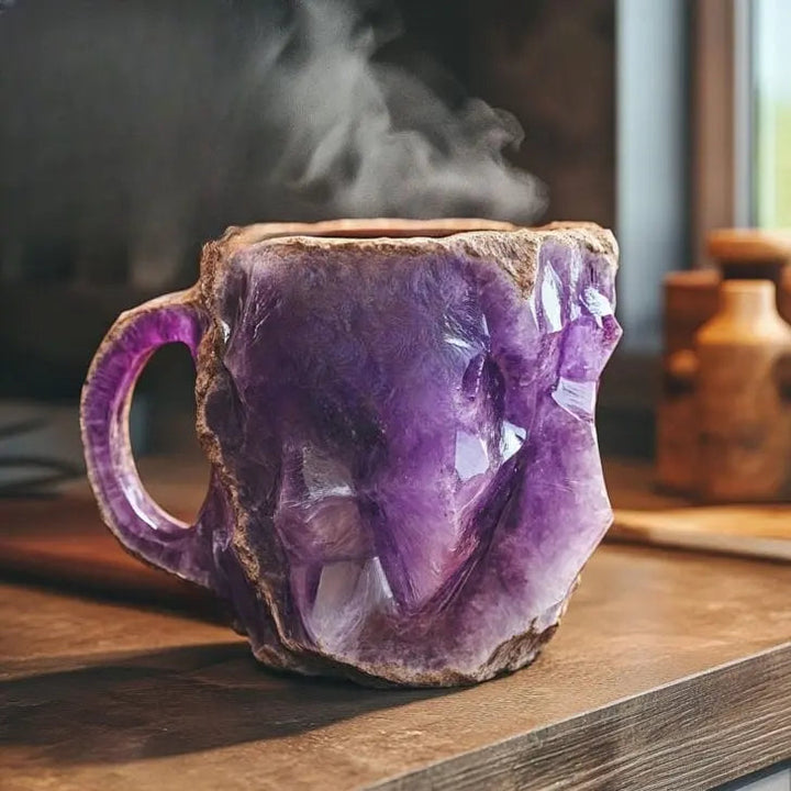 Kaffekopper med Indlejrede Mineral Krystaller
