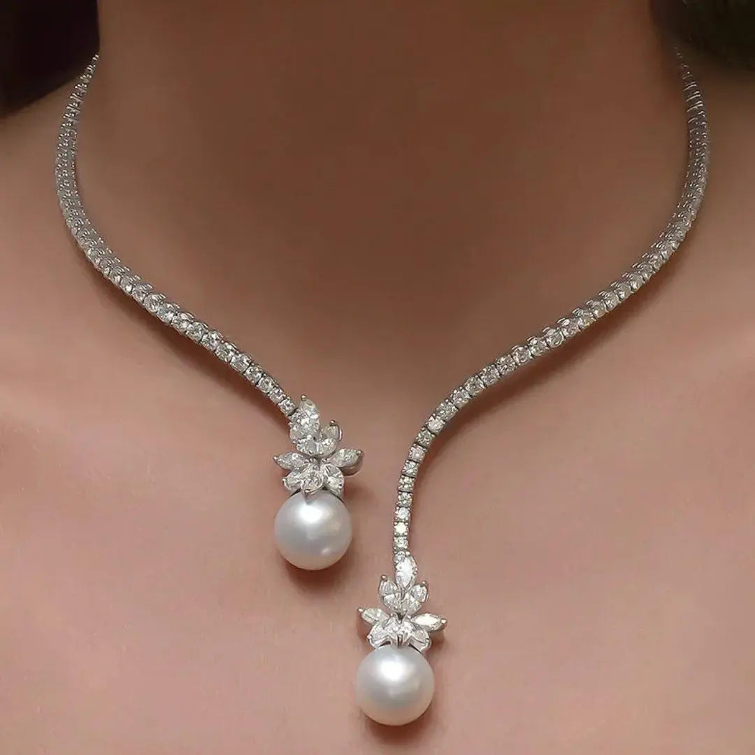 Elegant og Skinnende Perle Kæde i Sterlingsølv