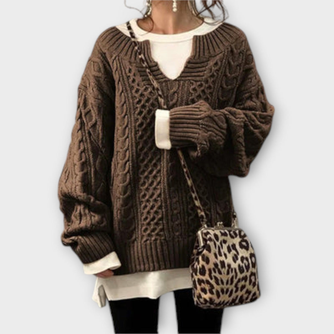 Oversized kabelstrikket sweater
