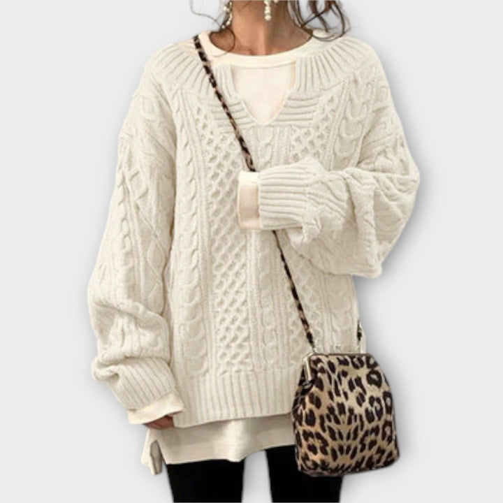 Oversized kabelstrikket sweater