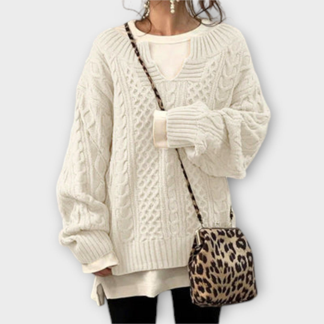 Oversized kabelstrikket sweater
