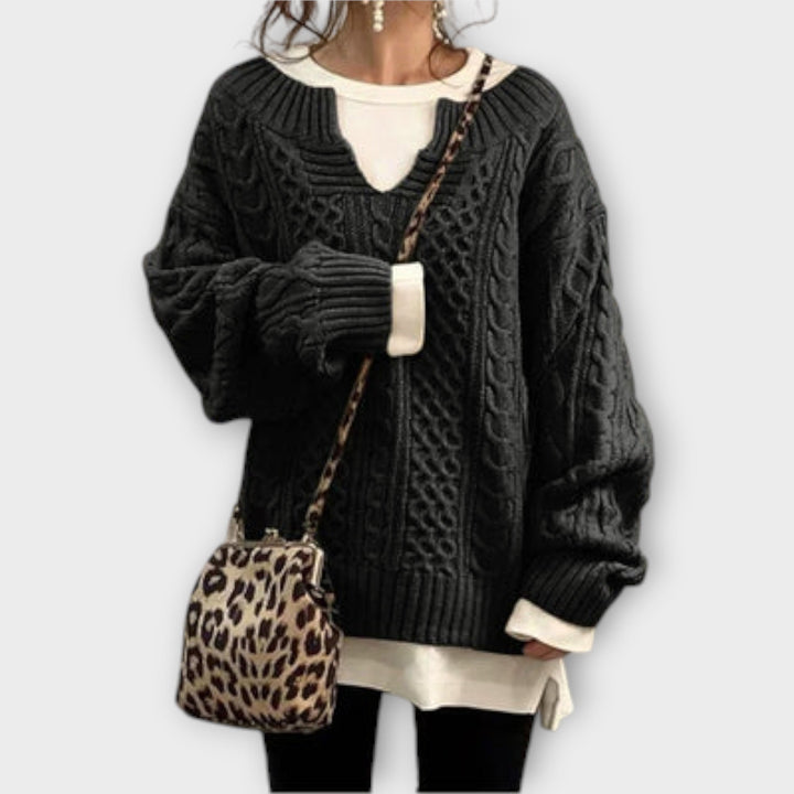 Oversized kabelstrikket sweater
