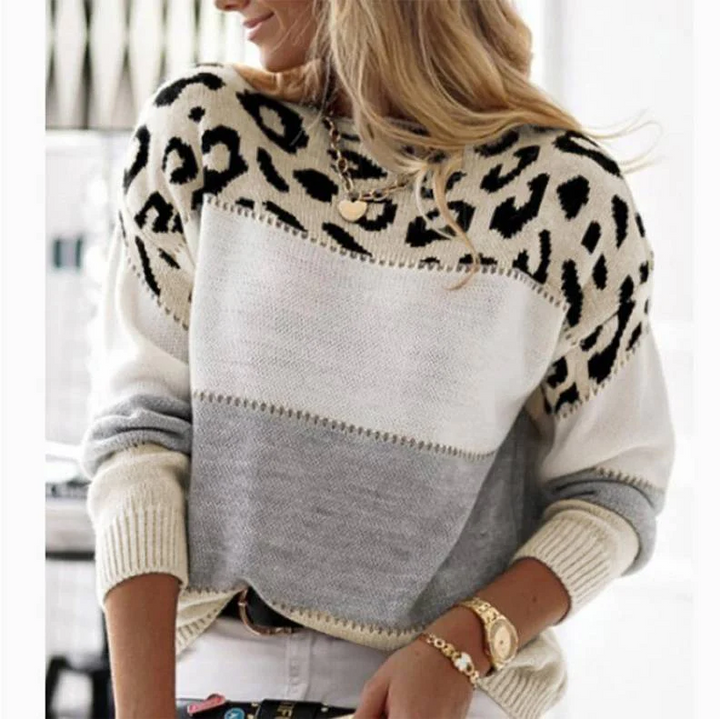 Cheyenne - Løs sweater med leopardmønster