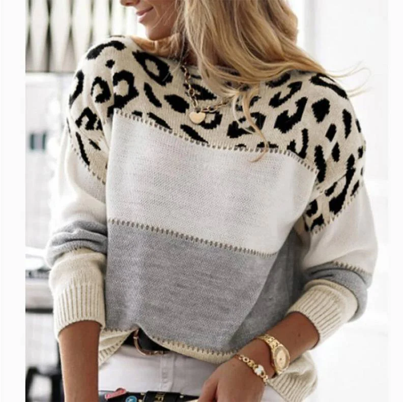 Cheyenne - Løs sweater med leopardmønster
