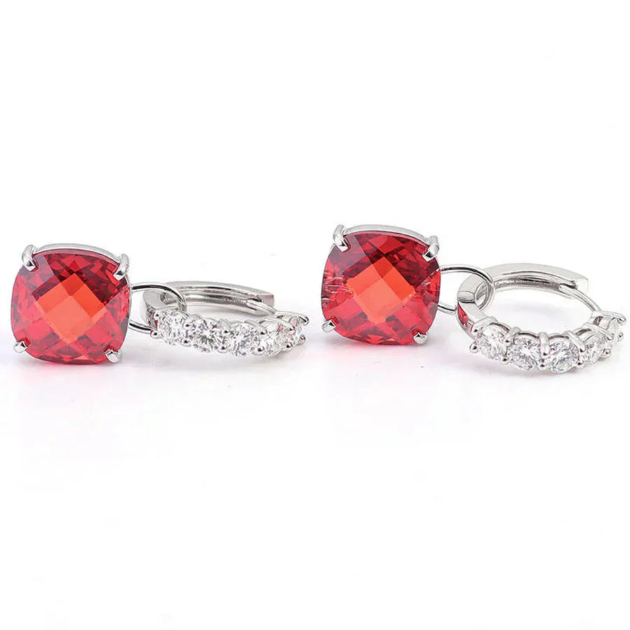 Øreringe med Rubin og Diamant 