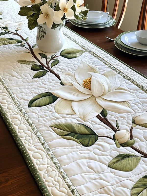 Quiltet bordløber - Rustik Magnolia Blomst