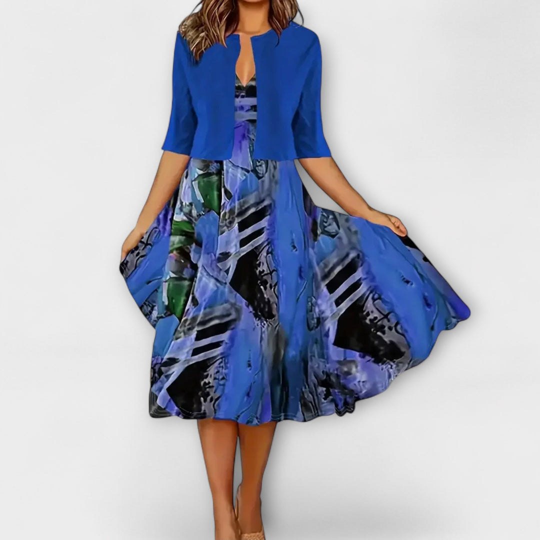 Božetěška | Blomstret midikjole med matchende tæppe