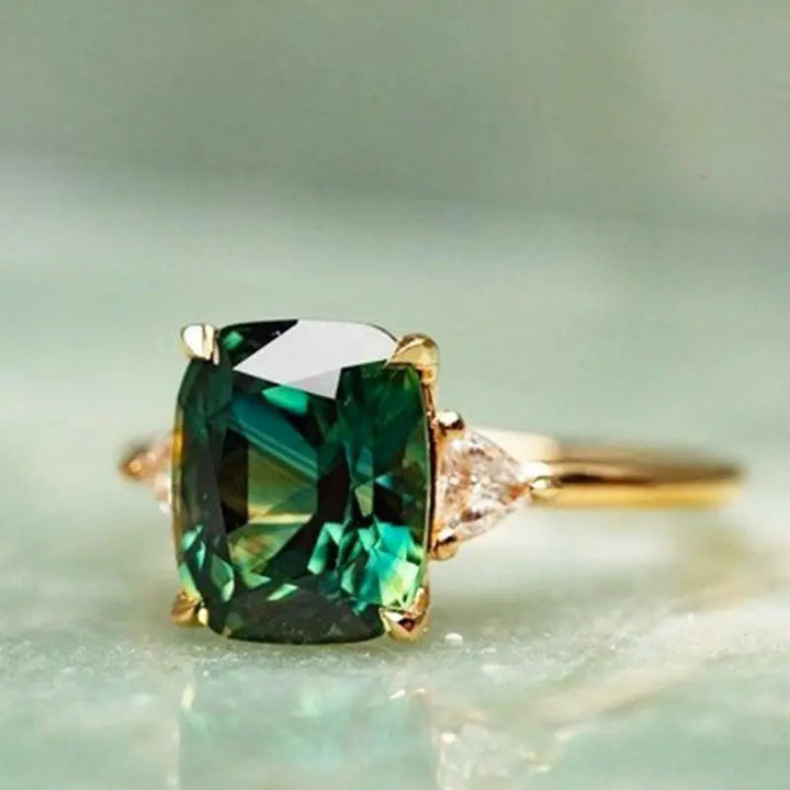Elegant Kvadratisk Ring honning Smaragd 