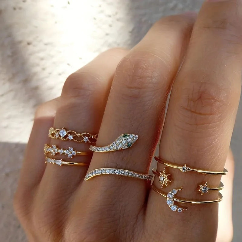 Vintage sæt af glitrende guld ringe 