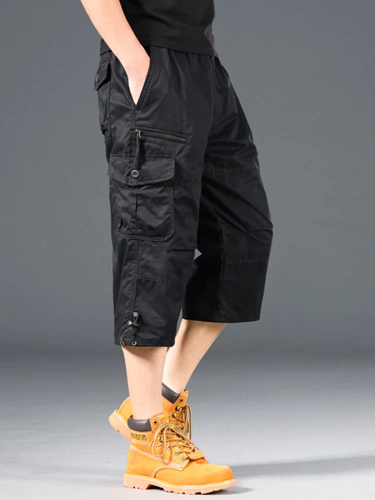 Lange Bomulds Cargo Shorts