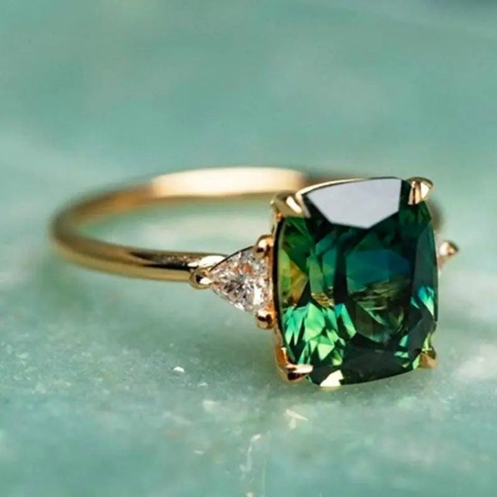 Elegant Kvadratisk Ring honning Smaragd 