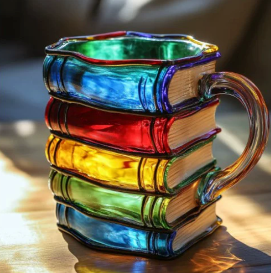 Håndlavet Farverig Krus med Biblioteksdesign
