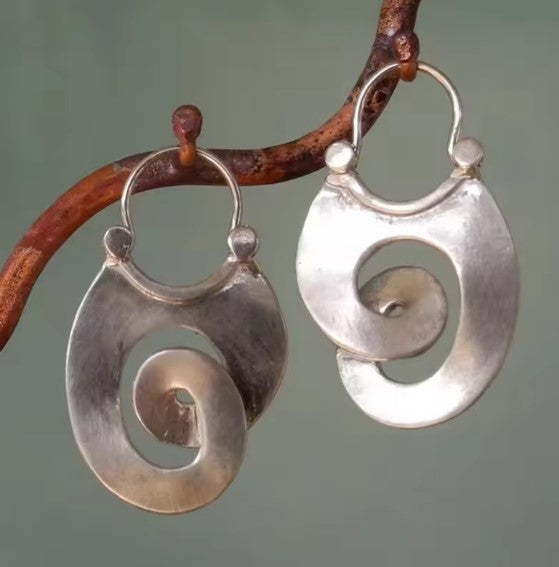 Vintage Sølvøringe med Spiral 