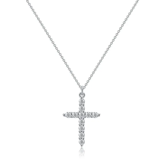 Halskæde med Kors og Diamantkrone 