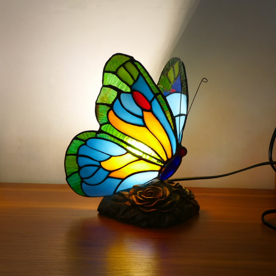 Skulptureret Blå Sommerfugl Lampe