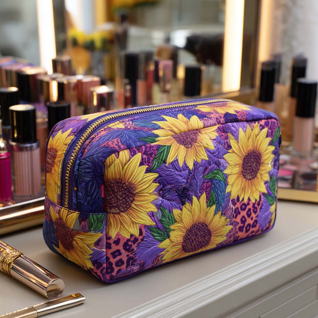 Makeuptaske Solsikker på Lilla