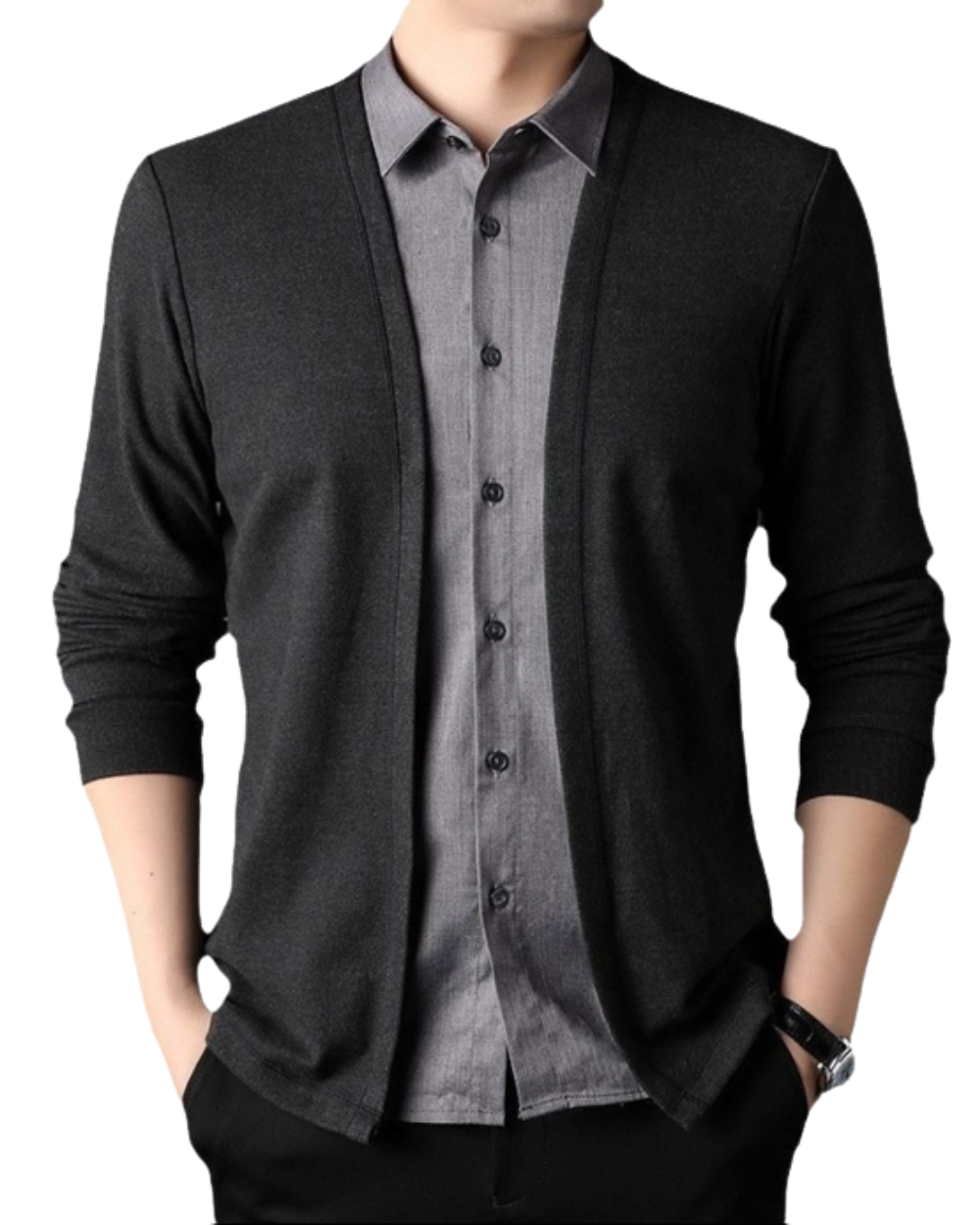 2-i-1 skjorte og cardigan