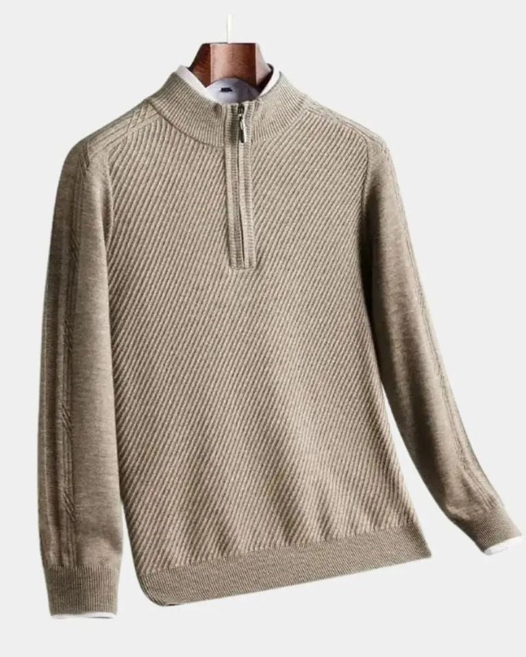Vilhelm™ | Basispullover honningfarvet Halv lynlås