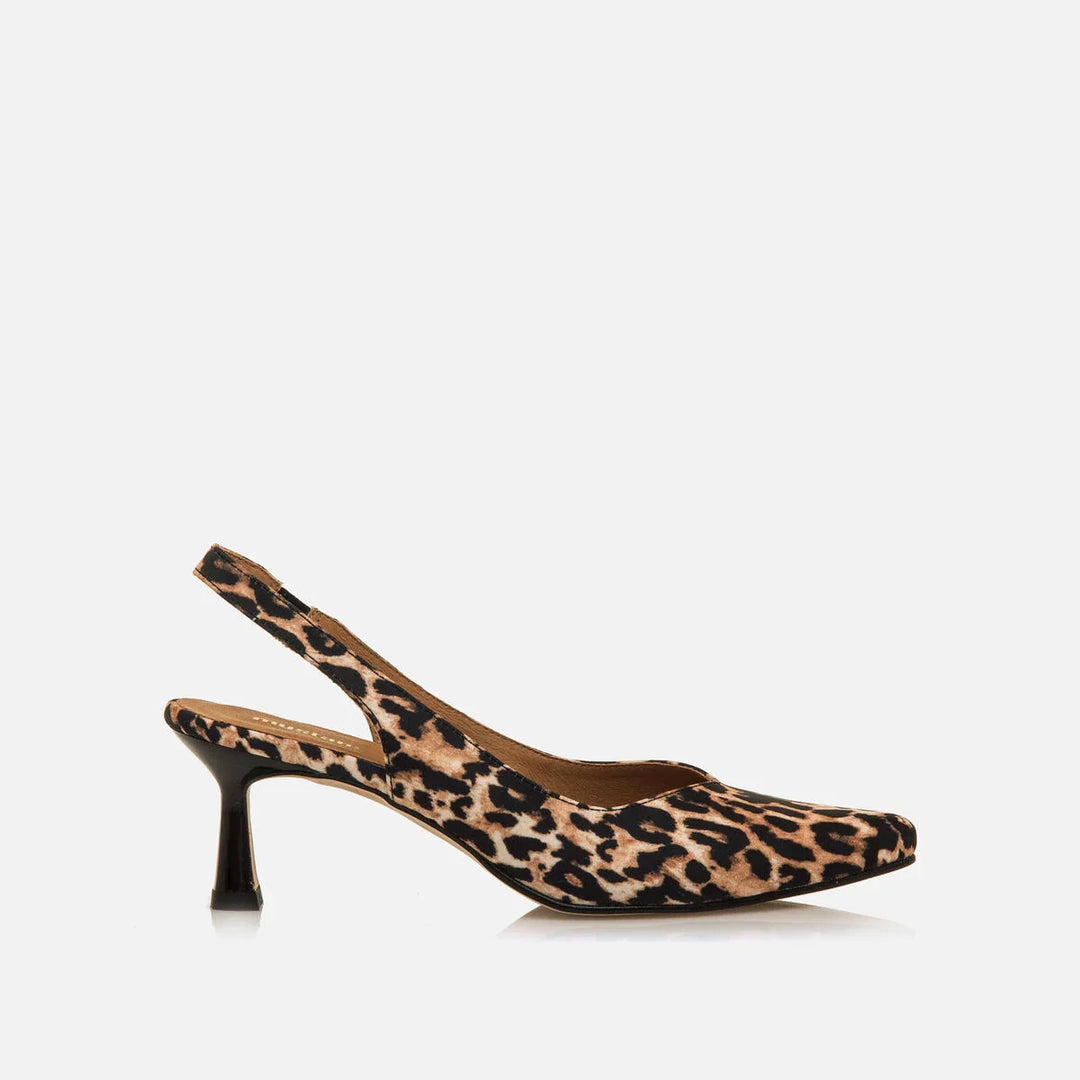 Marieta - Khakifarvede stilettohæle med leopardprint og spids snude