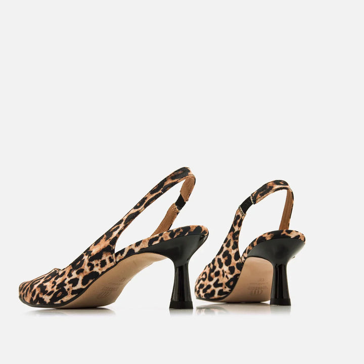 Marieta - Khakifarvede stilettohæle med leopardprint og spids snude