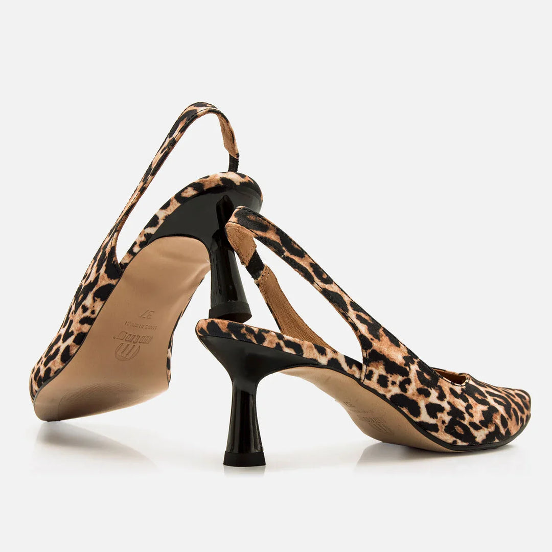 Marieta - Khakifarvede stilettohæle med leopardprint og spids snude