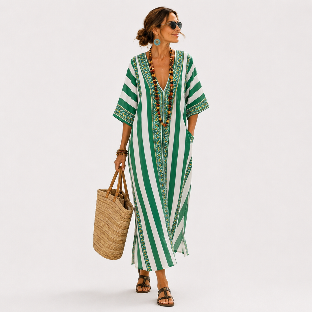 Kaftan Zoé Grøn Striber