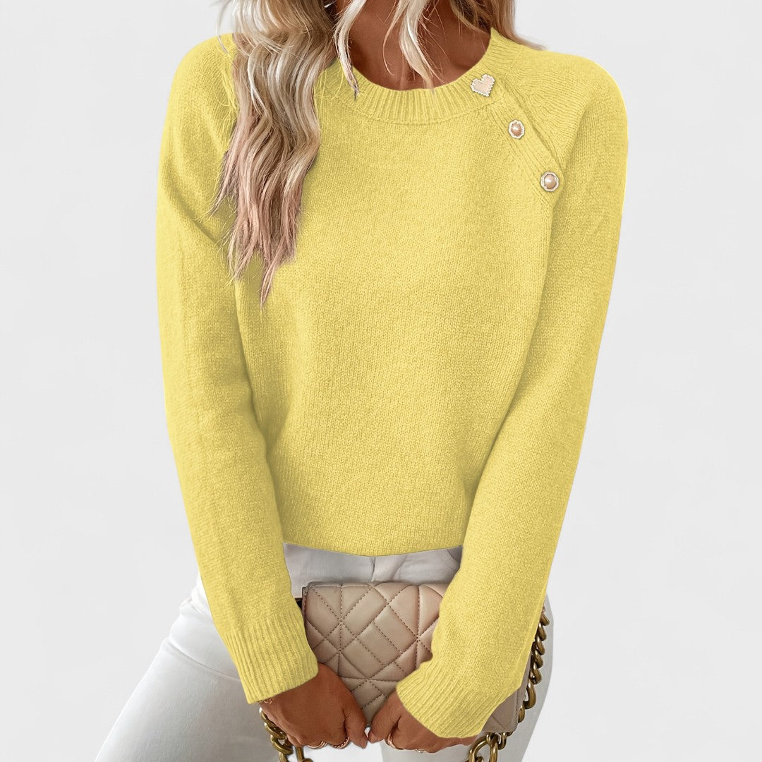 Roxanne - Elegant asymmetrisk sweater med én skulder og knapper 