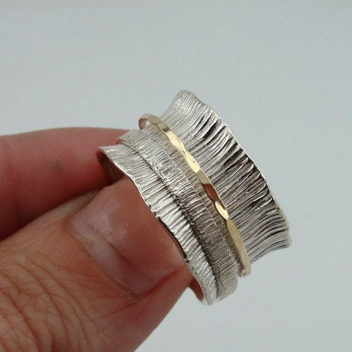 Vintage tynd ring i guld og sylver 