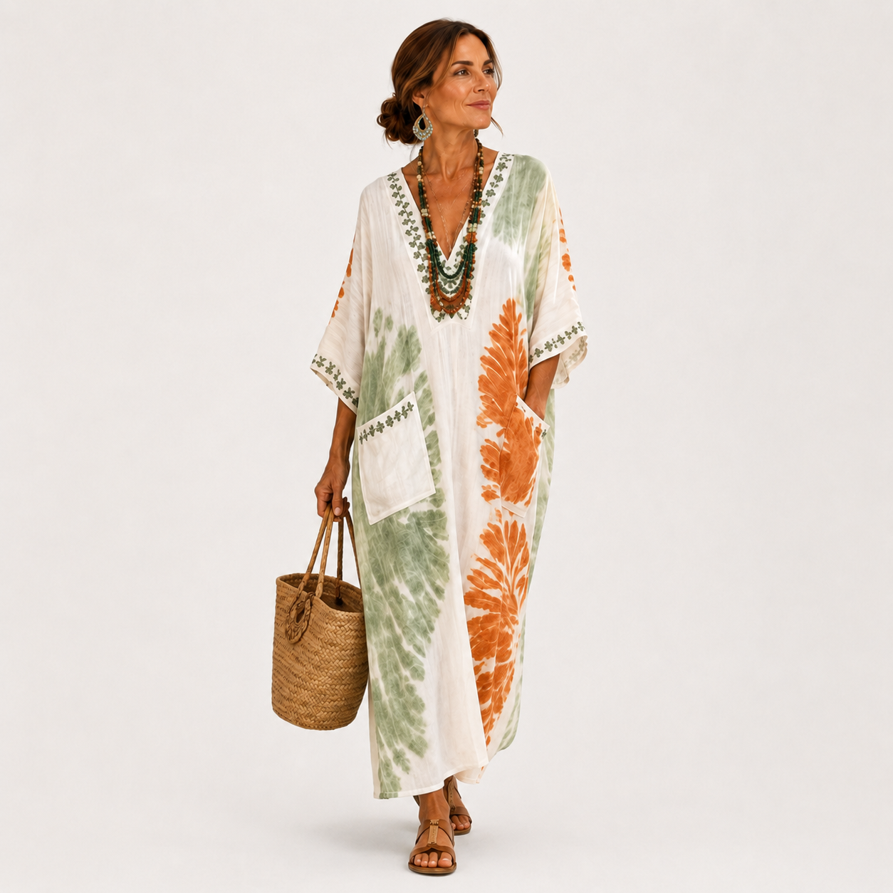 Kaftan Mariam Tie-Dye Grøn