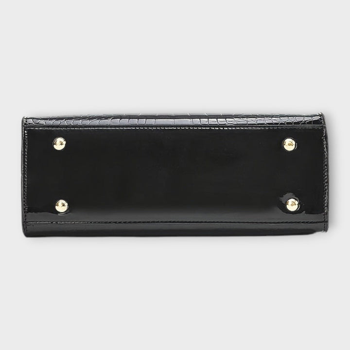 Lora. - Skinnende krokodillemønstret håndtaske