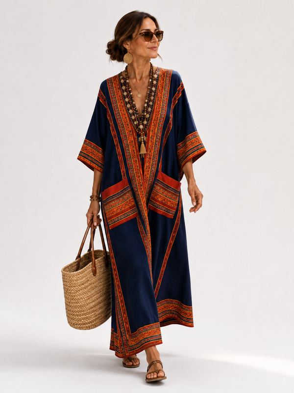 Kaftan Samira Blå Etnisk