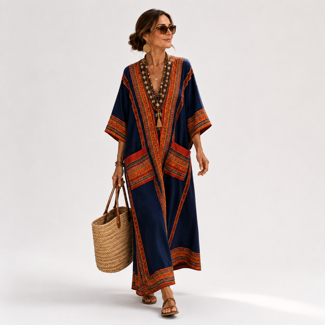 Kaftan Samira Blå Etnisk