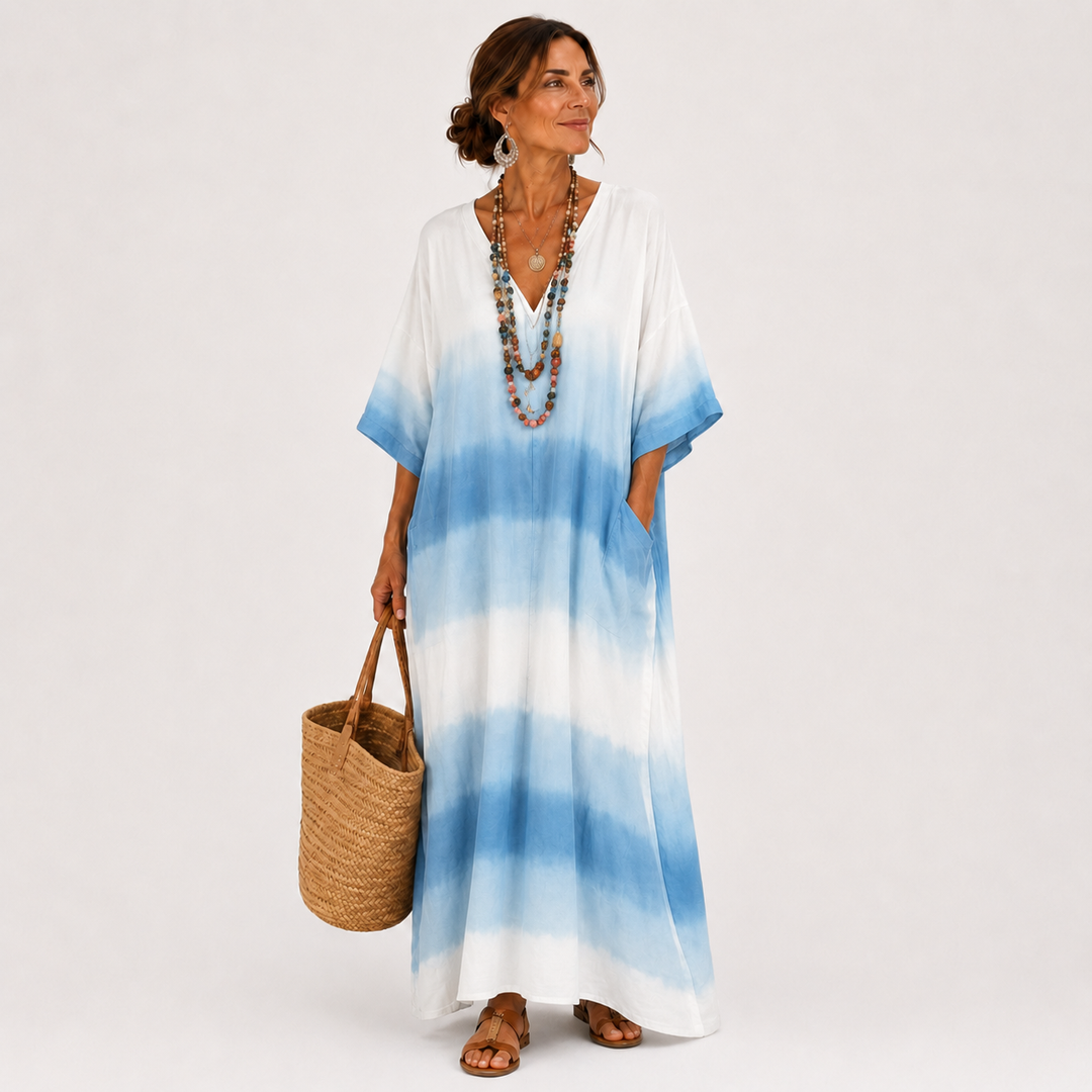 Kaftan Jamila Blå Degraderet