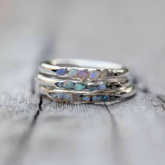 Vintage Sølv Ring med Blå Stene i Lag 