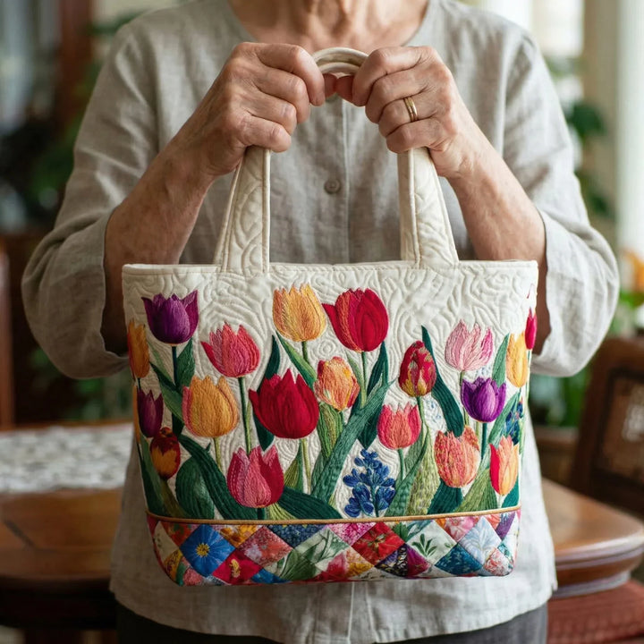 HÅNDLAVET TASKE - TULIPANER