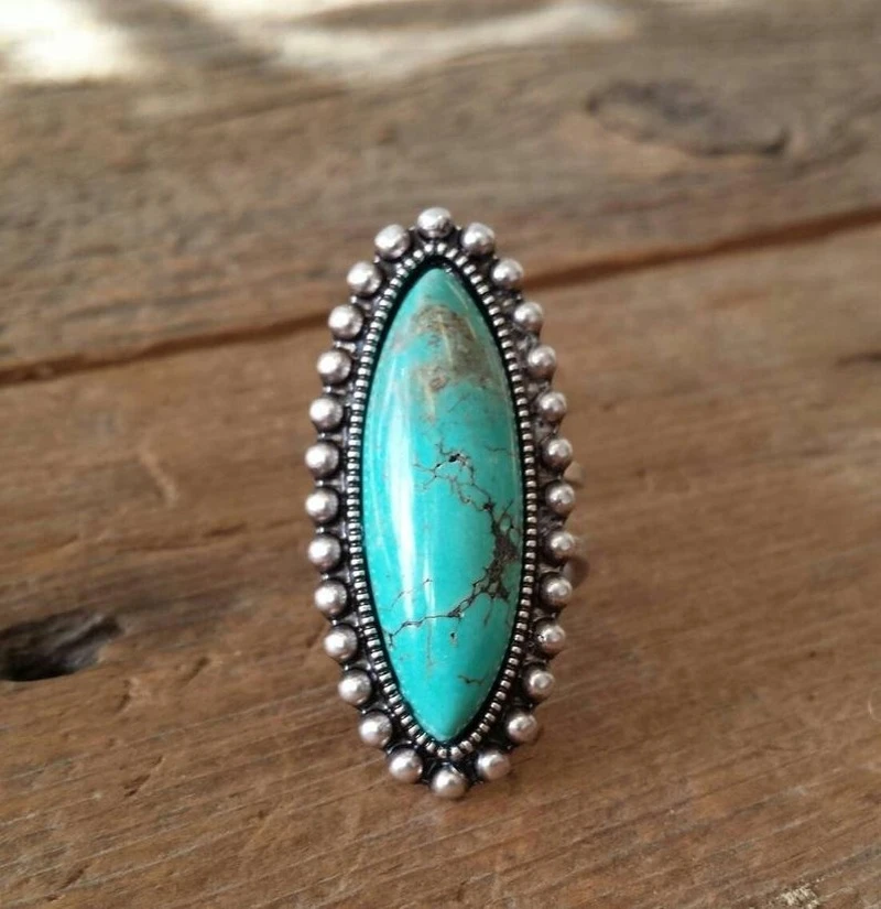 Vintage ring med turkis sten 