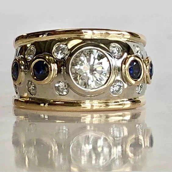 Vintage Ring med Gyldne Zirkonia Indlæg