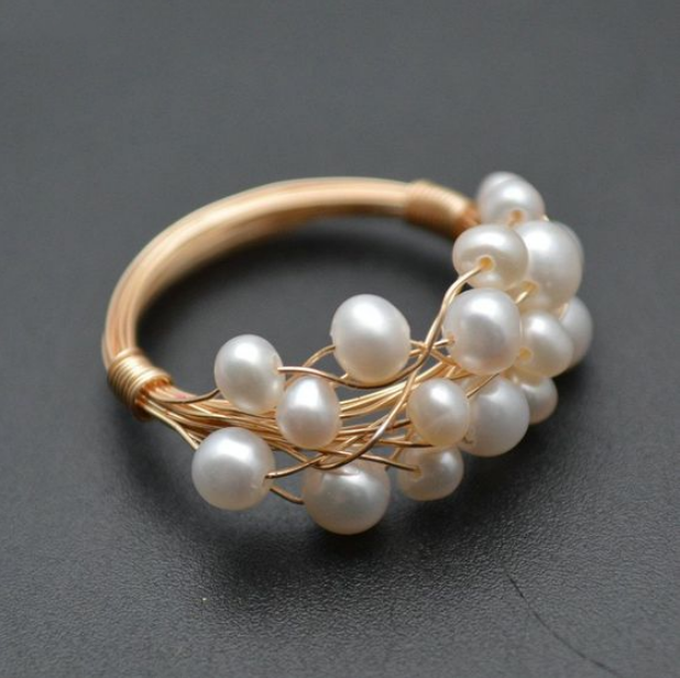 Vintage ring med perle rede 