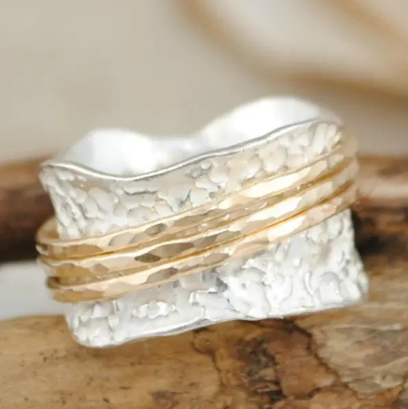 Vintage Fino Ring, Drejelig i Guld og Sølv 