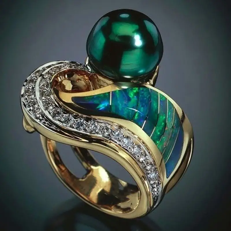 Vintage ring med grøn zirconia 