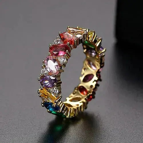 Vintage Ring med Multifarvede Zirkoner 