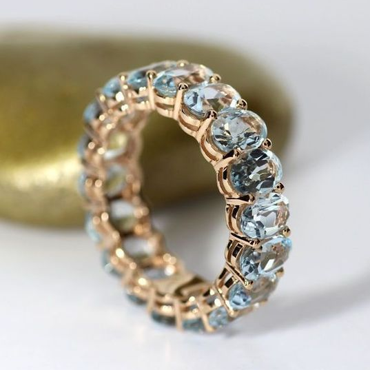 Vintage Ring med Blå og Gyldne Indlæg