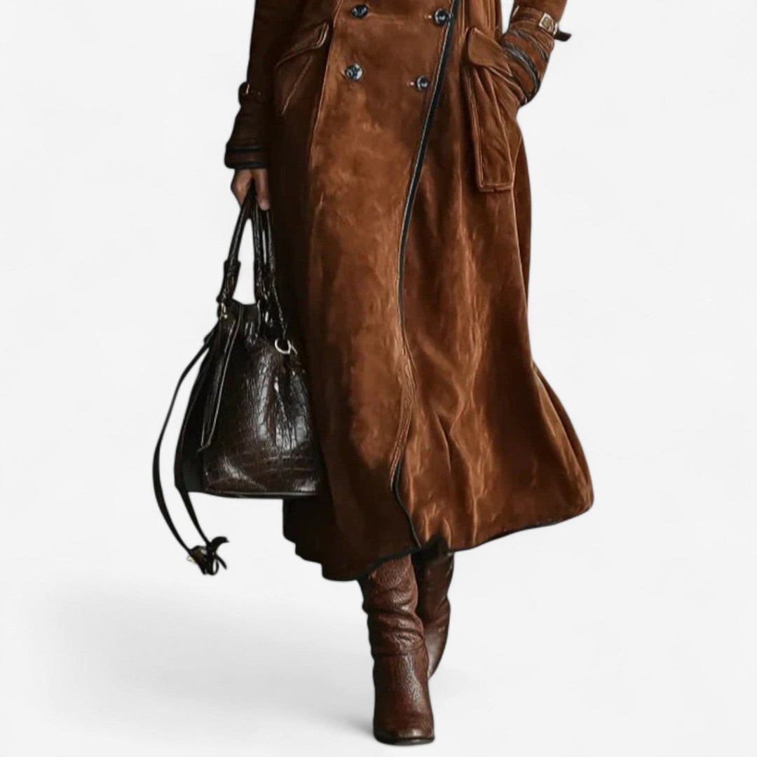 Nathaly™ Elegant Trenchcoat i ruskind