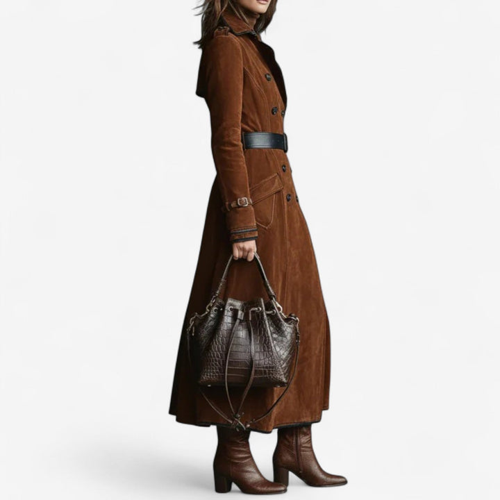 Nathaly™ Elegant Trenchcoat i ruskind