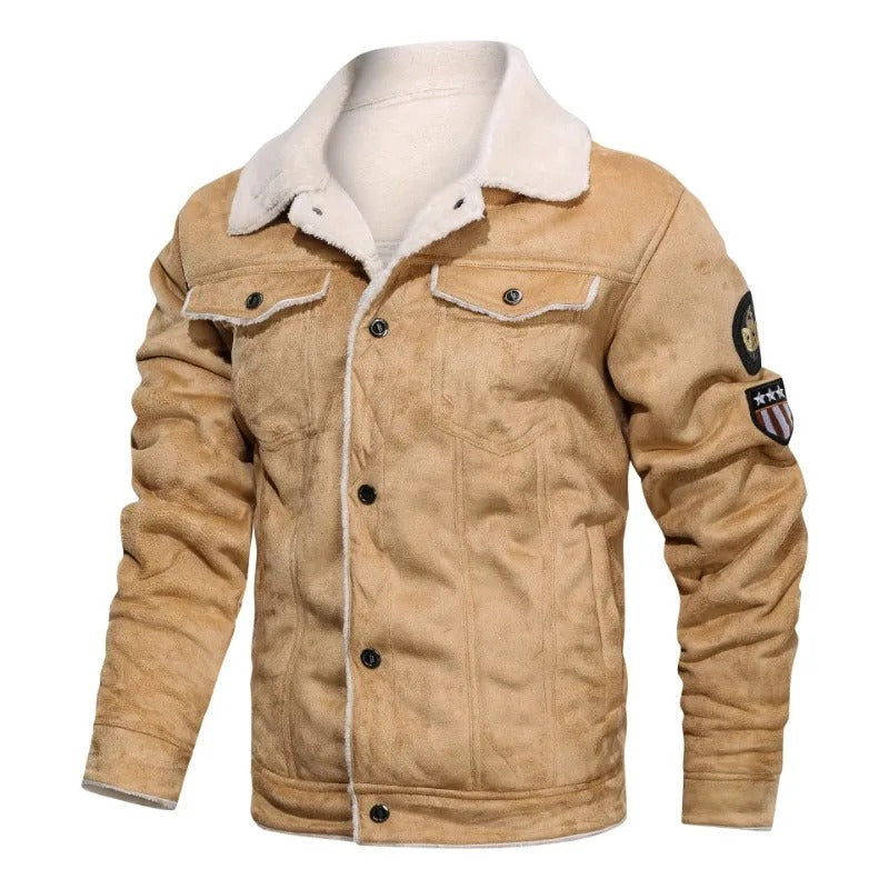Elegant Varm Fleece Læderjakke