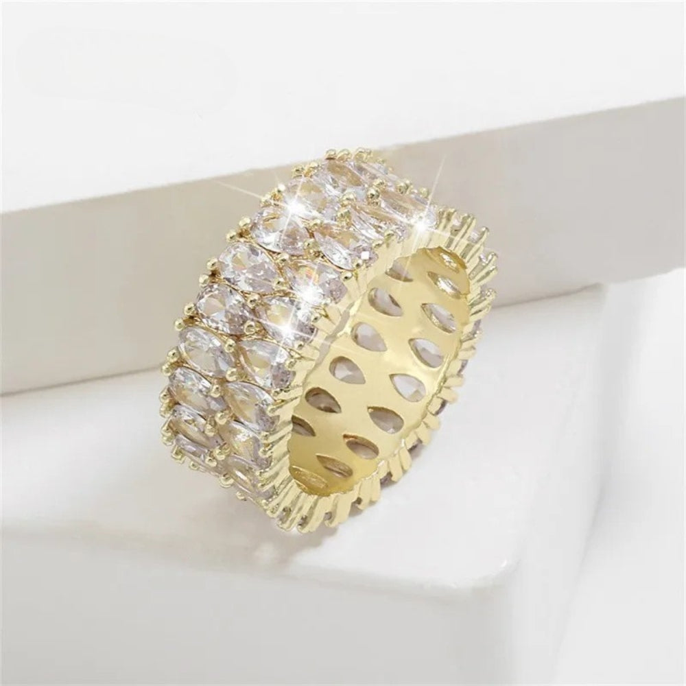 Anel Vintage Gold Bred Crystal 