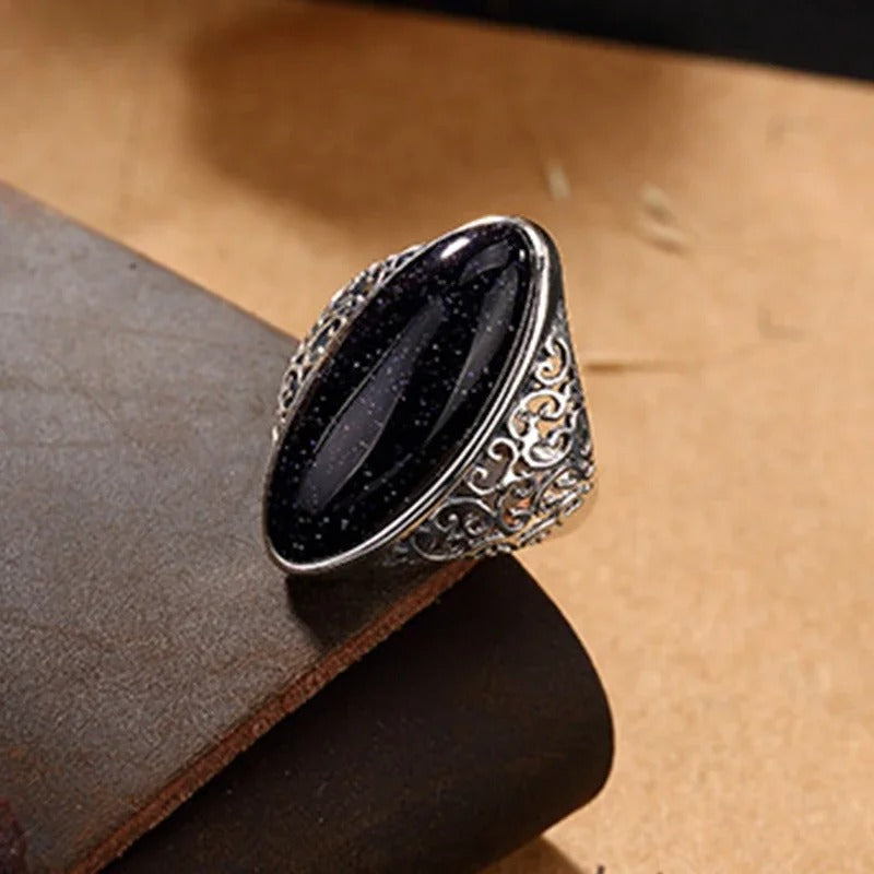 Vintage oval ring og sølv honningvæg 