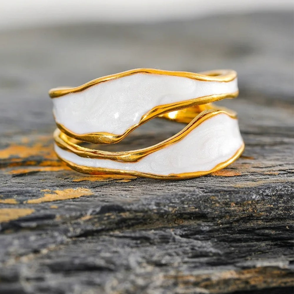 Åben Ring med Spiral Mønster og Hvidguld 