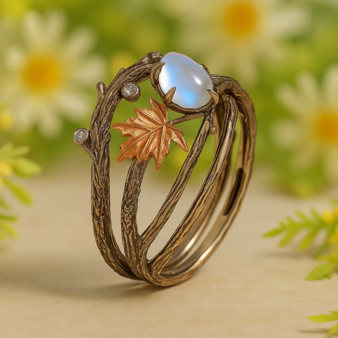 Ring med naturlig månesten 