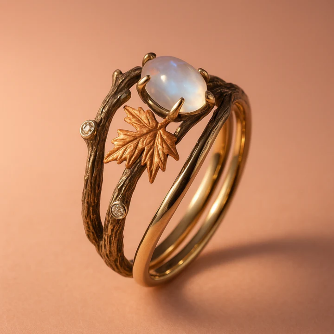Ring med naturlig månesten 